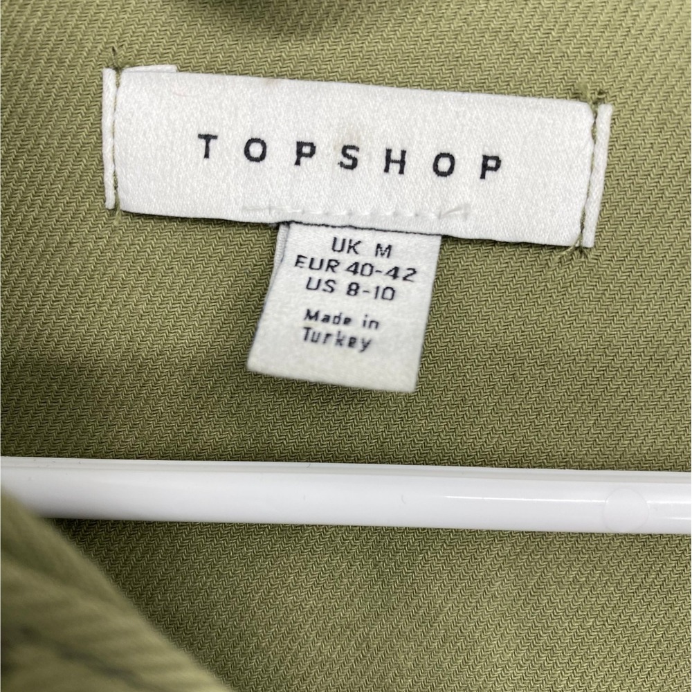 Topshop Womens‎ Olive Green Belted Shirt Jacket UK M US 8-10 Utility Pockets - Picture 5 of 8